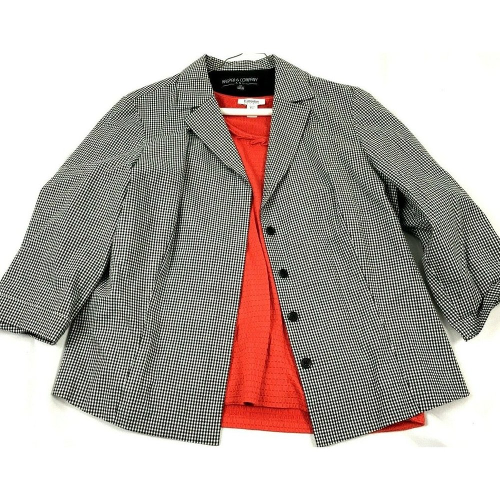 Women's Kasper & Company Sports Coat Size 12 Black/White Checkered Formal